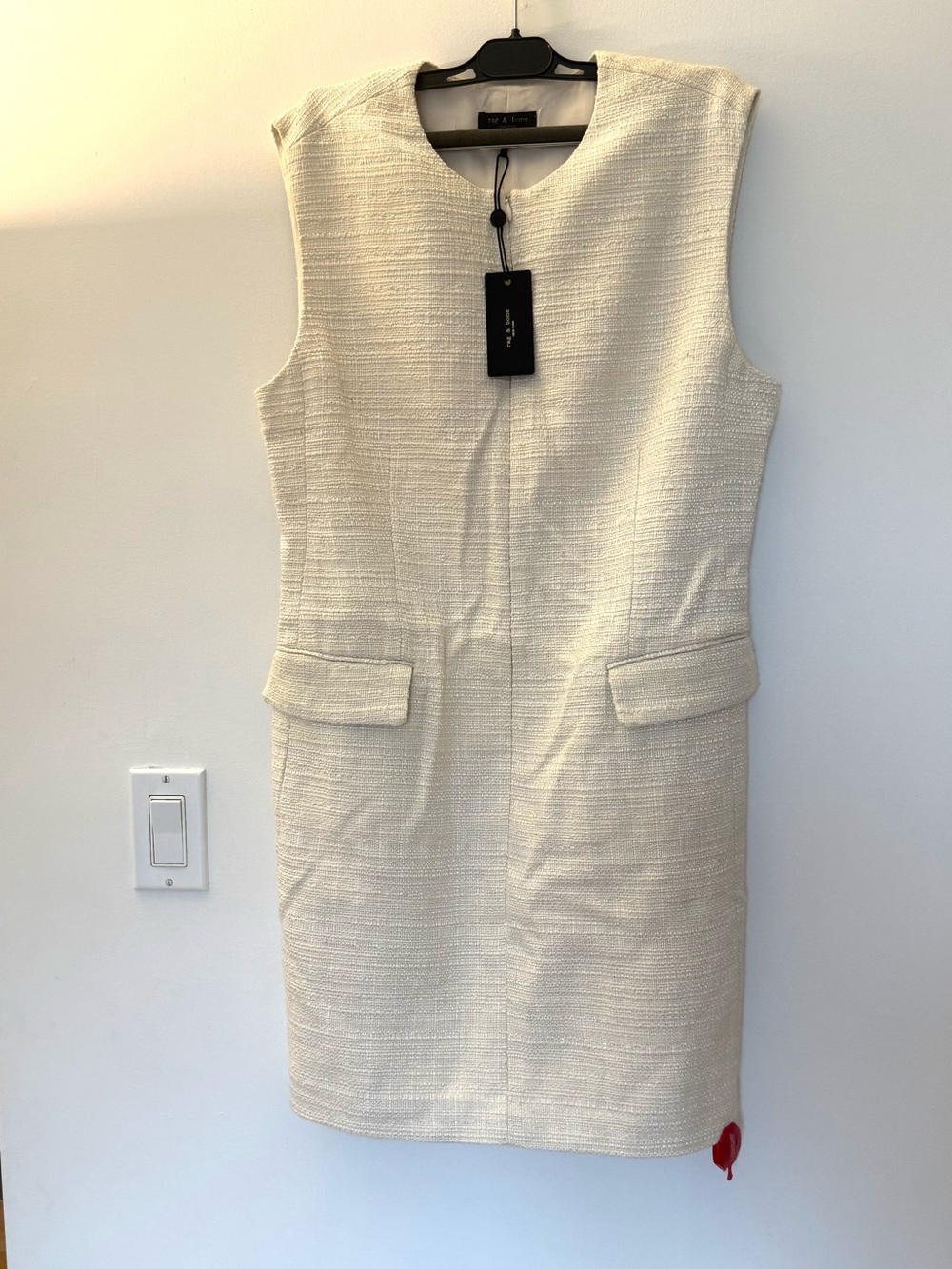 rag & bone Cream Sleeveless Tweed Shift Dress